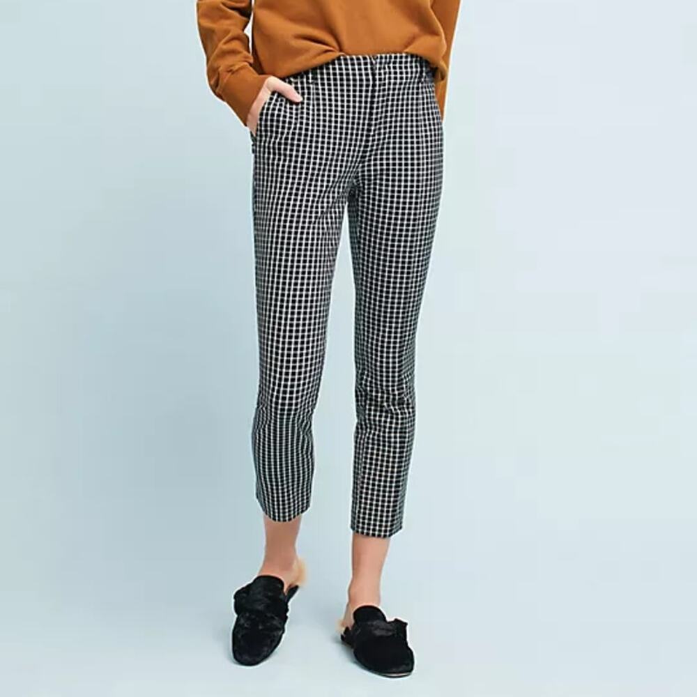 Anthropologie The Essential‎ Slim Pant Windowpane Plaid Womens Size 4